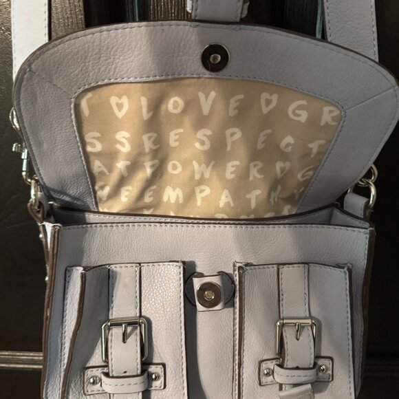 Aimee Kestenberg Genuine Leather Crossbody Light Blue Silver Accents - Picture 5 of 7